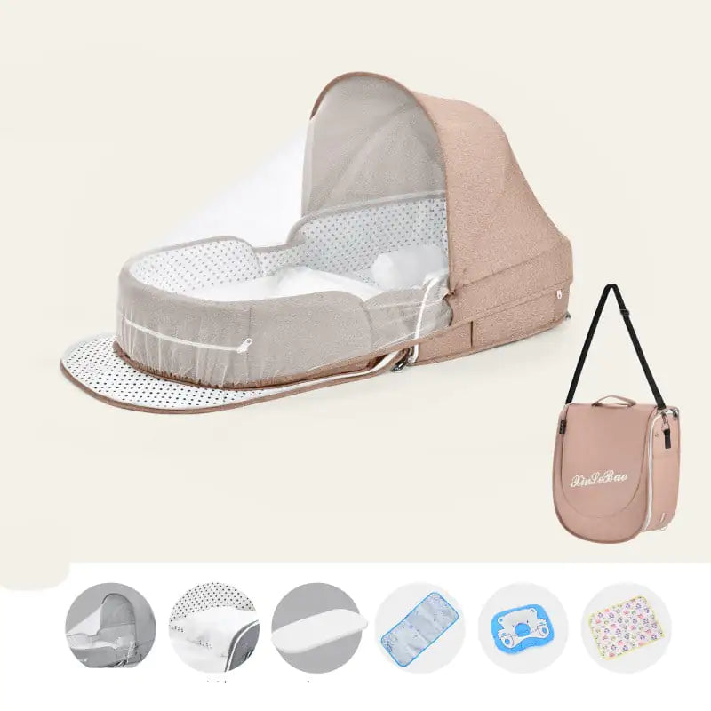 Multifunktionales tragbares Babybett mit Moskitonetz - SafeBabyKinder