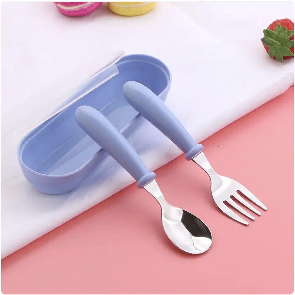 304 Stainless Steel Children's Fork and Spoon Set - SafeBabyKinder