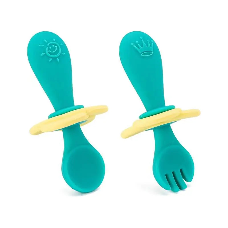 Children's Silicone Meal Feeding Fork and Spoon Set - SafeBabyKinder