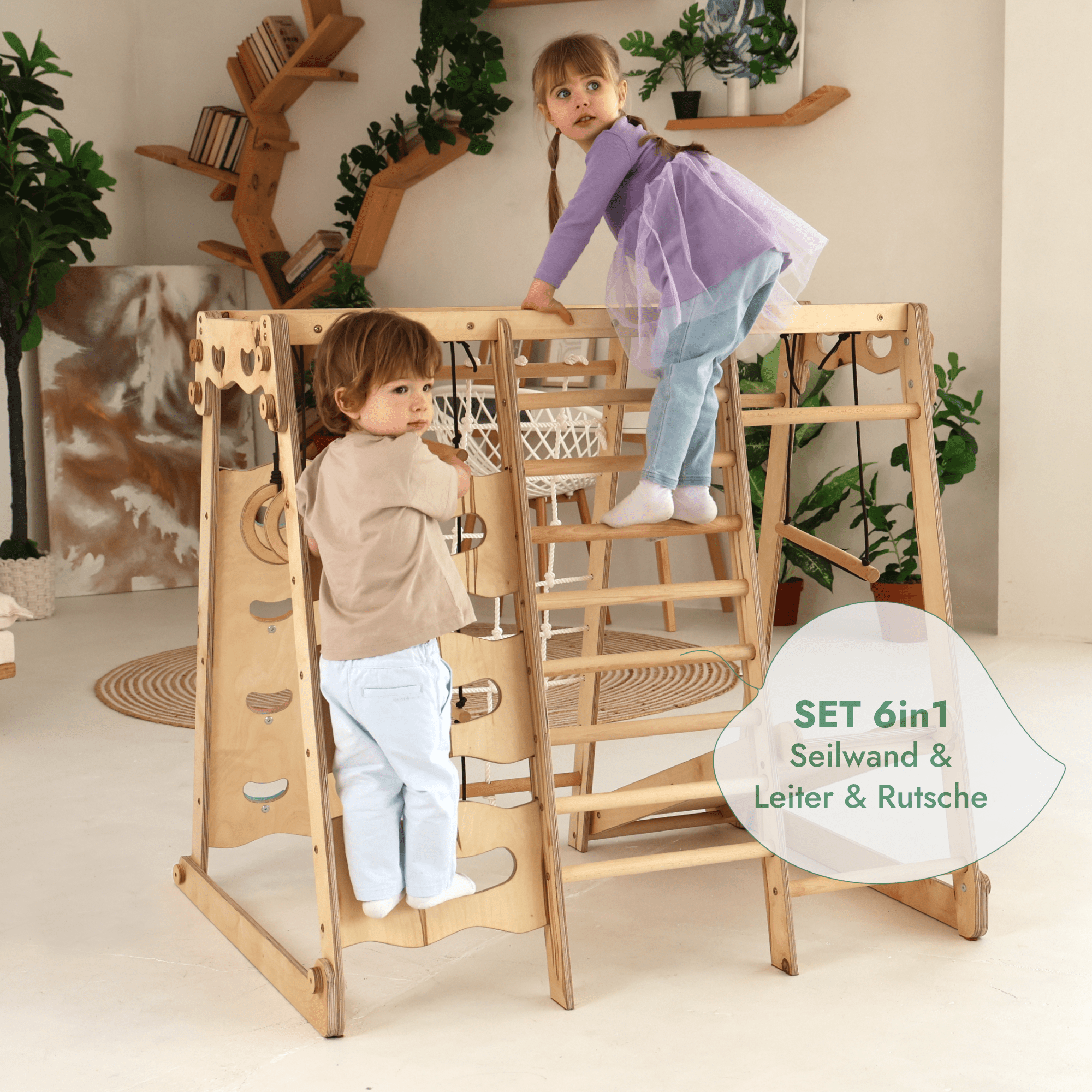 6in1 Indoor-Spielplatz aus Holz für Kinder – “Gebraucht – Wie neu” - SafeBabyKinder
