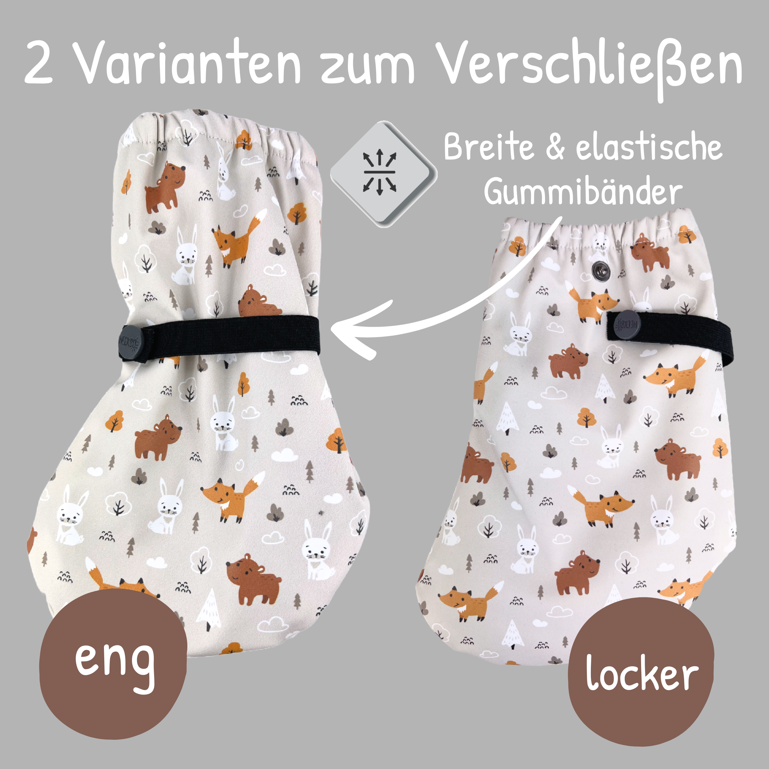 Füßlinge mit Vlies-Futter - Waldtiere - SafeBabyKinder