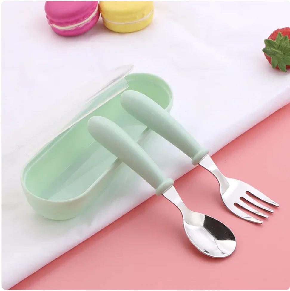 304 Stainless Steel Children's Fork and Spoon Set - SafeBabyKinder