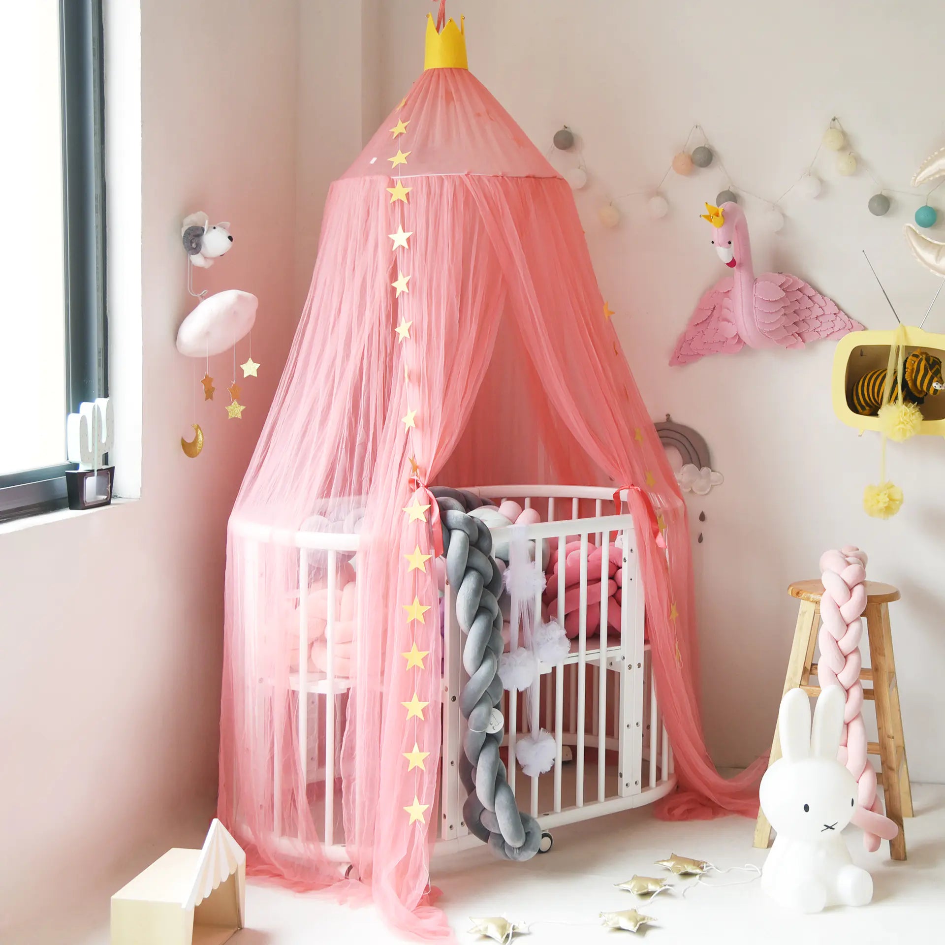 Dreamy Star Crown Baby Bed Canopy for Photo Props - SafeBabyKinder