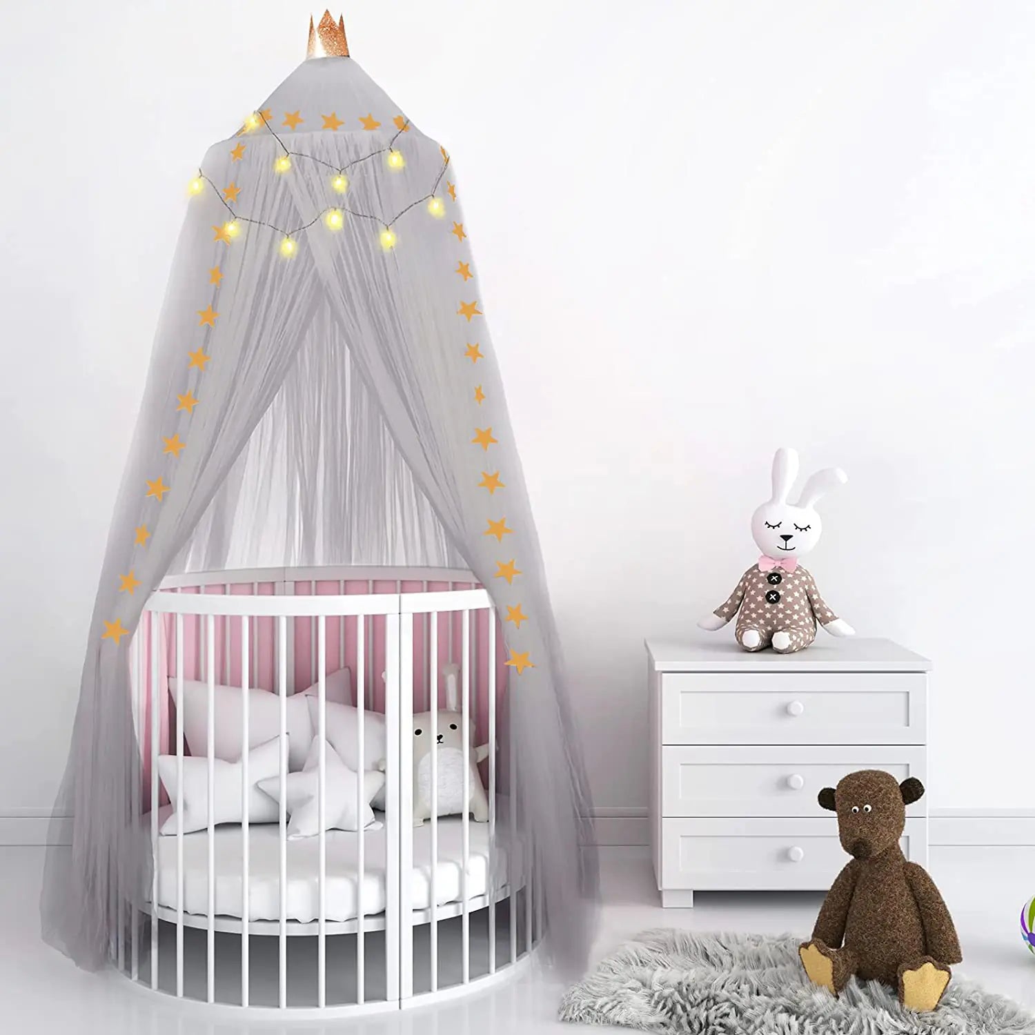 Dreamy Star Crown Baby Bed Canopy for Photo Props - SafeBabyKinder