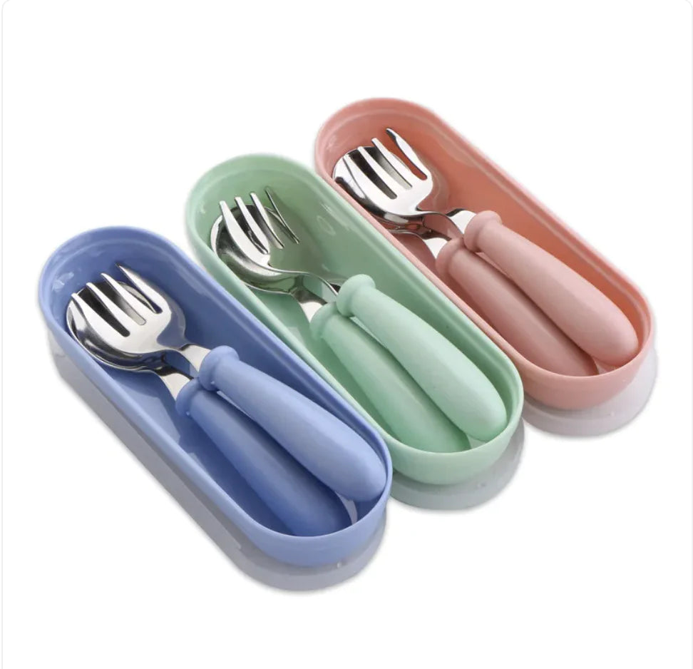 304 Stainless Steel Children's Fork and Spoon Set - SafeBabyKinder