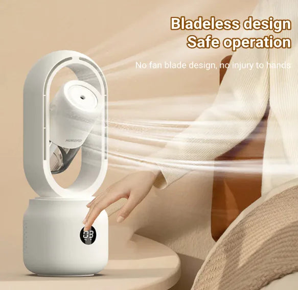 Bladeless USB Spray Mist Electric Fan & Air Humidifier (Rechargeable, Tabletop) - SafeBabyKinder