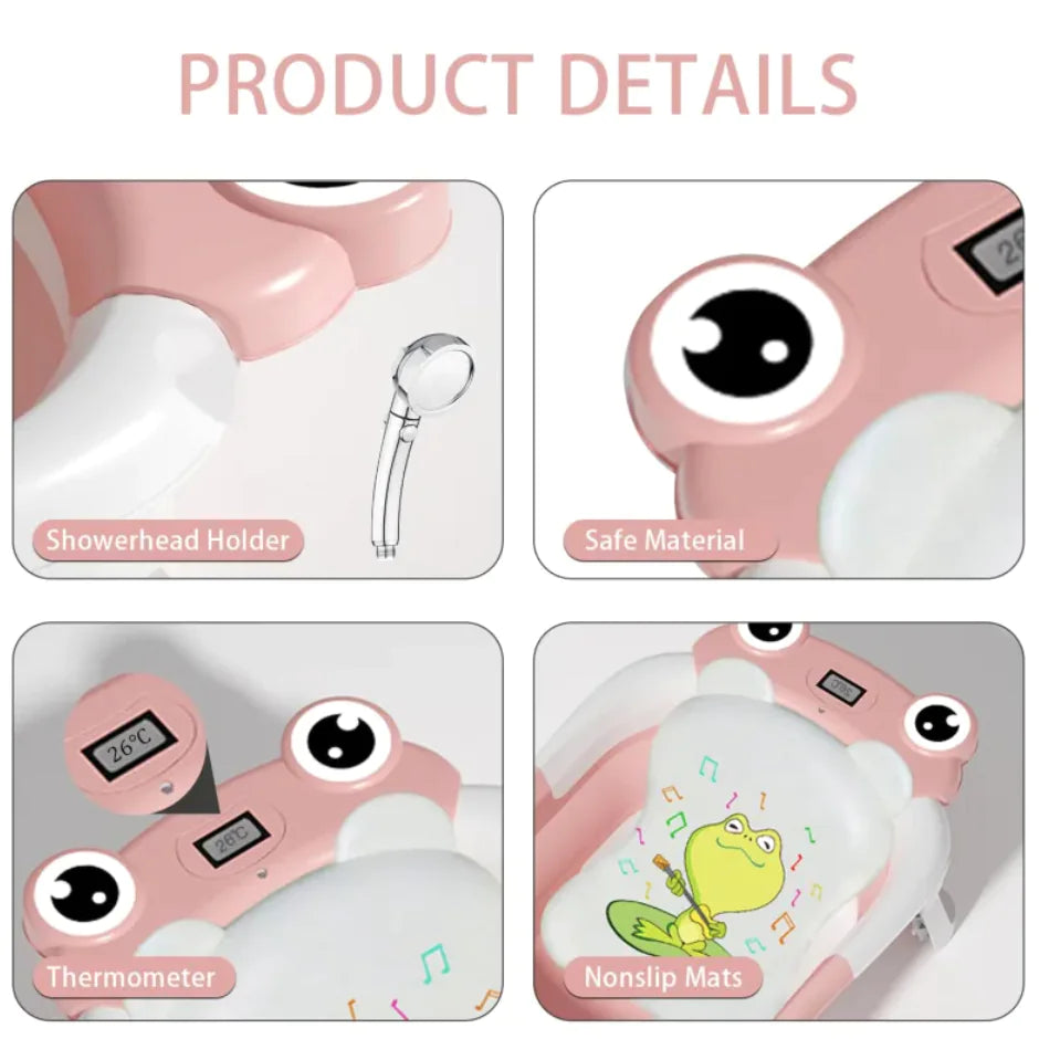 Foldable Baby Bathtub with Cushion & Thermometer - SafeBabyKinder
