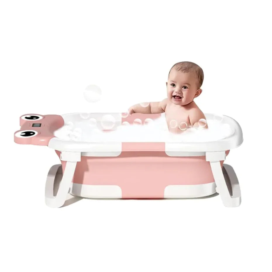 Foldable Baby Bathtub with Cushion & Thermometer - SafeBabyKinder