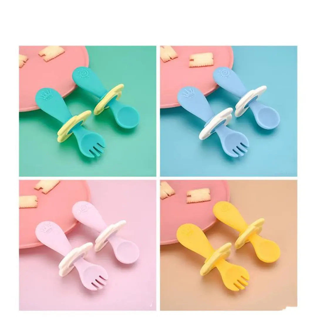 Children's Silicone Meal Feeding Fork and Spoon Set - SafeBabyKinder