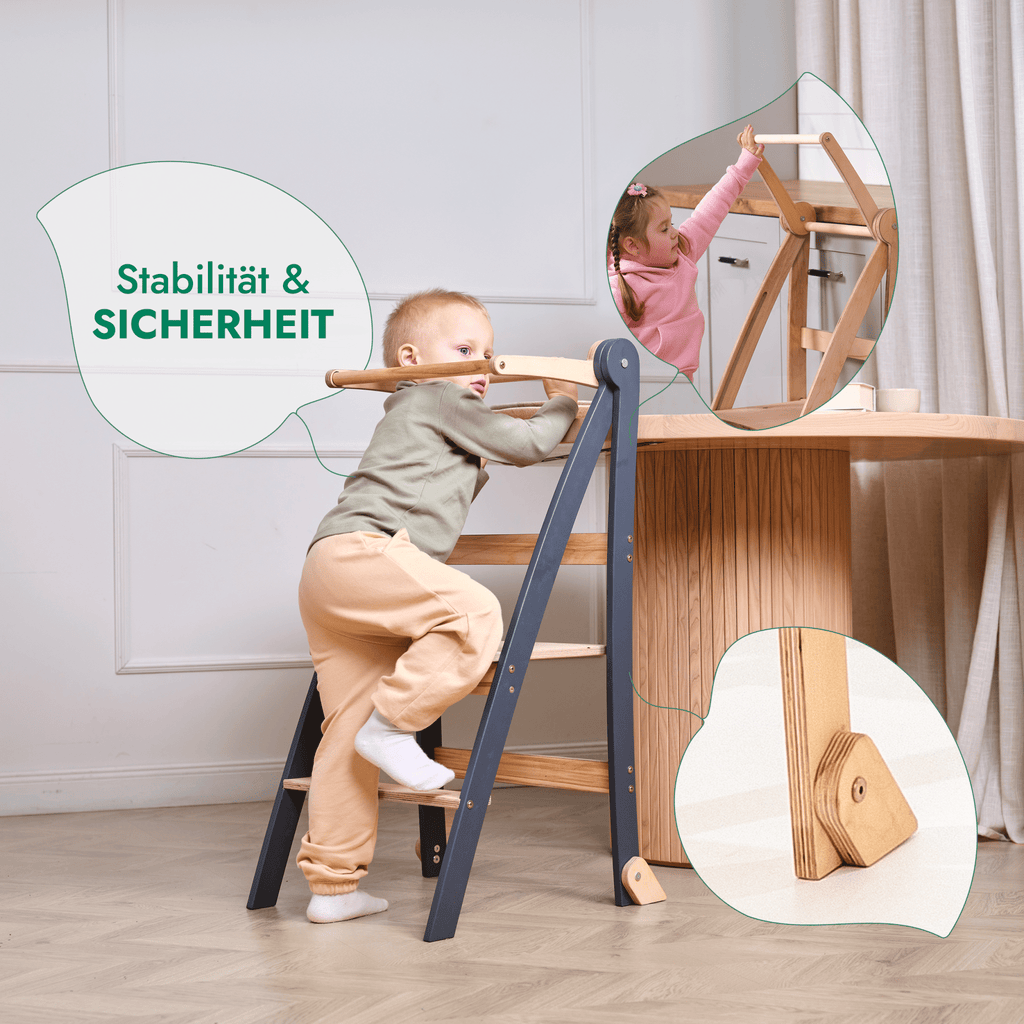 Holz Lernleiter Montessori: Hocker für Kinder - Beige - SafeBabyKinder