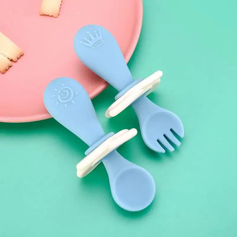 Children's Silicone Meal Feeding Fork and Spoon Set - SafeBabyKinder