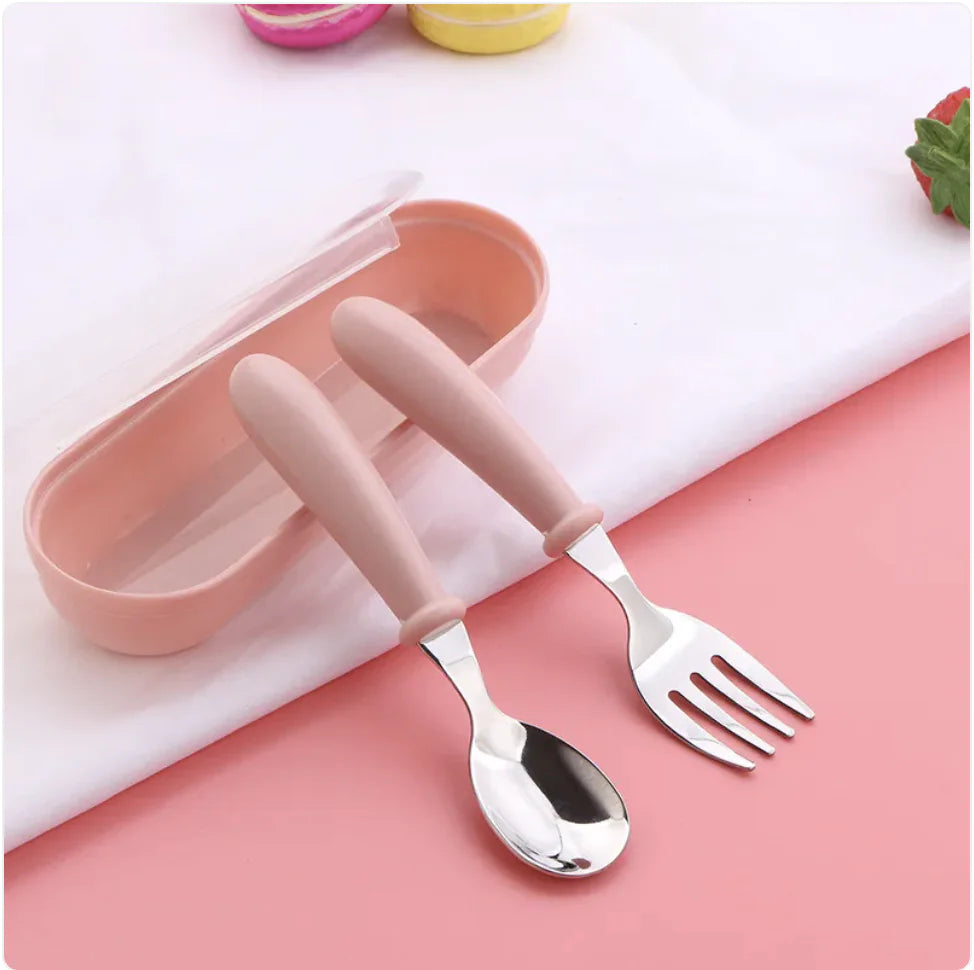 304 Stainless Steel Children's Fork and Spoon Set - SafeBabyKinder