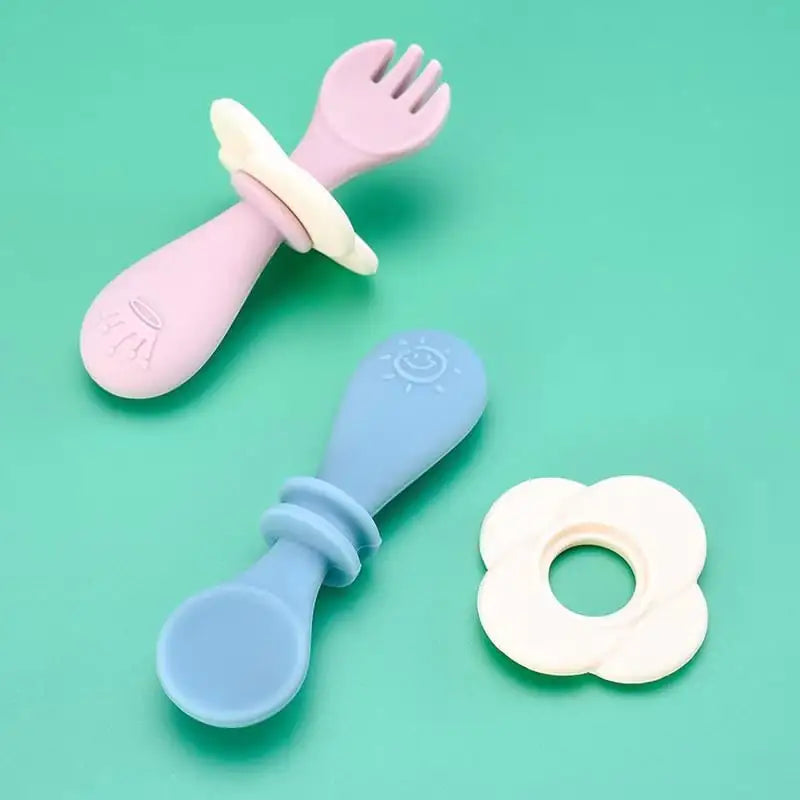 Children's Silicone Meal Feeding Fork and Spoon Set - SafeBabyKinder