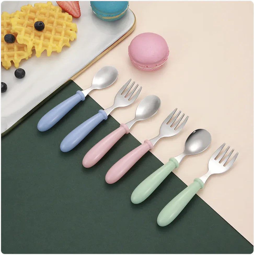 304 Stainless Steel Children's Fork and Spoon Set - SafeBabyKinder