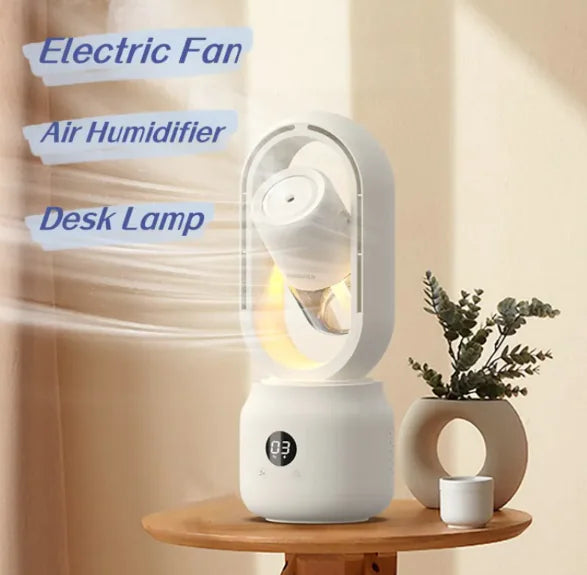 Bladeless USB Spray Mist Electric Fan & Air Humidifier (Rechargeable, Tabletop) - SafeBabyKinder